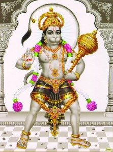 Hanuman stehend in Grautönen